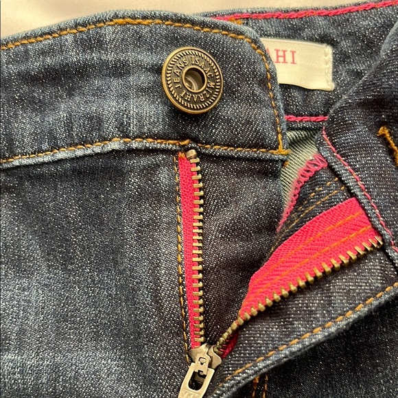 Isaac Mizrahi Dark Blue Jeans with Pink Stitching - Picture 5 of 12